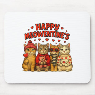 Happy Meowentines Cute Valentine Cats Love Women M Mouse Pad