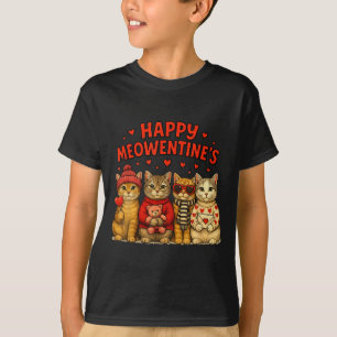 Happy Meowentines Cute Valentine Cats Love Women M T-Shirt