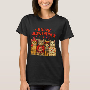 Happy Meowentines Cute Valentine Cats Love Women M T-Shirt