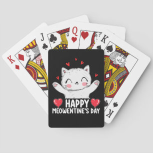 Happy Meowentine's Day Cat Valentine's Day Love Playing Cards