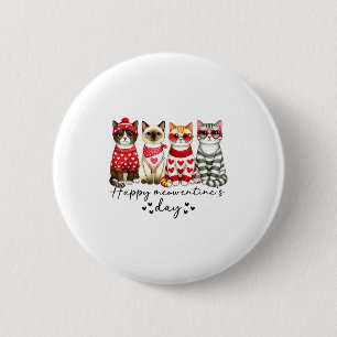 Happy Meowentine's Day Cute Valentines Funny Cat S 2 Inch Round Button