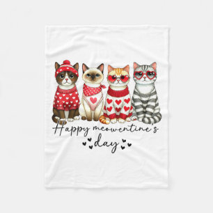 Happy Meowentine's Day Cute Valentines Funny Cat S Fleece Blanket