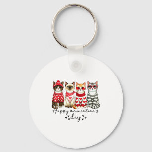 Happy Meowentine's Day Cute Valentines Funny Cat S Keychain