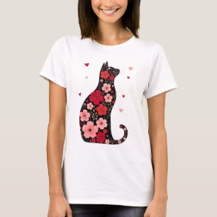 Happy Meowentine's Day Floral Cat Valentines Day T-Shirt