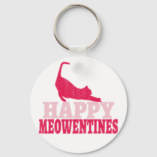 Happy Meowentines   Funny cat lover valentine gift Keychain