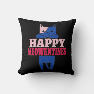 Happy Meowentines Funny valentine's day gift Throw Pillow