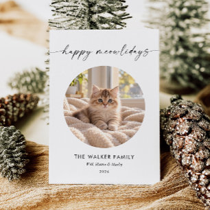 Happy Meowlidays Pet Christmas Photo Holiday Card