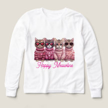 Happy Meowlines Cute Cat Long Sleeve T-Shirt