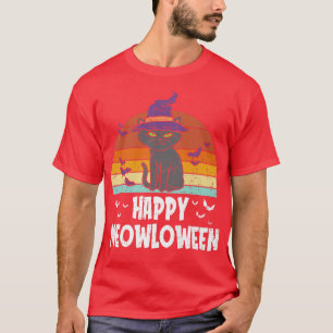 Happy Meowloween Black Cat On Pumpkin Halloween Vi T-Shirt
