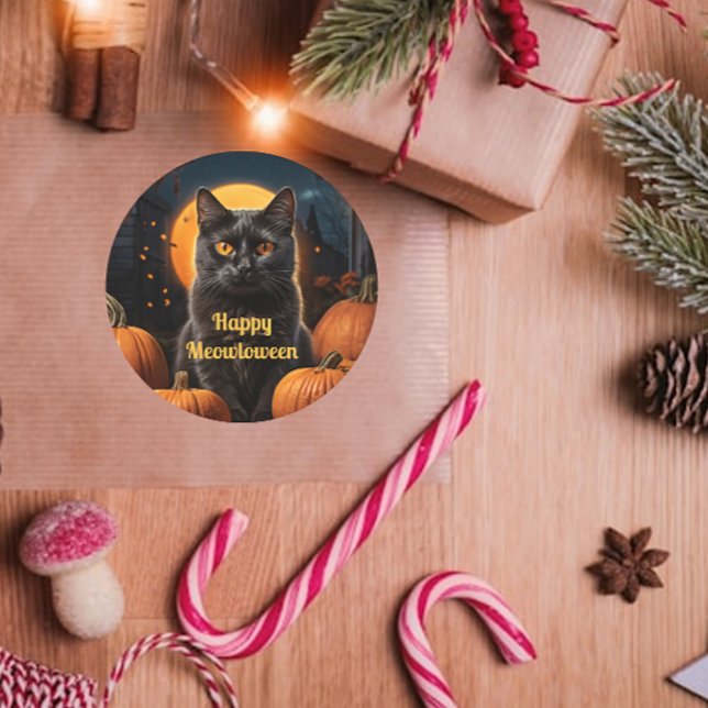 Happy Meowloween Cat Pumpkin Sticker (Creator Uploaded)