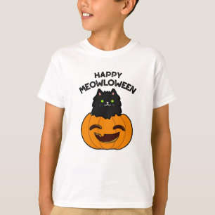 Happy Meowloween Funny Halloween Pun T-Shirt