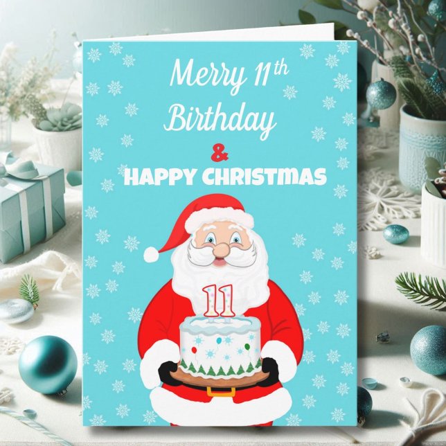 Happy Merry 11th Birthday Christmas Santa  Card (Creator Uploaded)