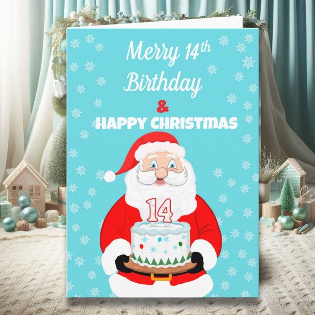 Happy Merry 14th Birthday Christmas Santa  Card (Creator Uploaded)