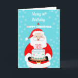 Happy Merry 16th Birthday Christmas Santa  Card<br><div class="desc">Celebrate a 16th Christmas birthday with festive cheer! This joyful card features Santa Claus holding a decorated birthday cake topped with a bold “16.” Blending the wonder of Christmas with the excitement of a milestone birthday,  it’s the perfect way to share holiday sparkle and birthday happiness all in one.</div>
