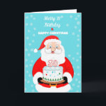 Happy Merry 30th Birthday Christmas Santa  Card<br><div class="desc">Celebrate a 30th Christmas birthday with festive cheer! This joyful card features Santa Claus holding a decorated birthday cake topped with a bold “30.” Blending the wonder of Christmas with the excitement of a milestone birthday,  it’s the perfect way to share holiday sparkle and birthday happiness all in one.</div>