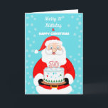 Happy Merry 30th Birthday Christmas Santa  Card<br><div class="desc">Celebrate a 30th Christmas birthday with festive cheer! This joyful card features Santa Claus holding a decorated birthday cake topped with a bold “30.” Blending the wonder of Christmas with the excitement of a milestone birthday,  it’s the perfect way to share holiday sparkle and birthday happiness all in one.</div>
