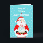 Happy Merry 40th Birthday Christmas Santa  Card<br><div class="desc">Celebrate a 40th Christmas birthday with festive cheer! This joyful card features Santa Claus holding a decorated birthday cake topped with a bold “40.” Blending the wonder of Christmas with the excitement of a milestone birthday,  it’s the perfect way to share holiday sparkle and birthday happiness all in one.</div>