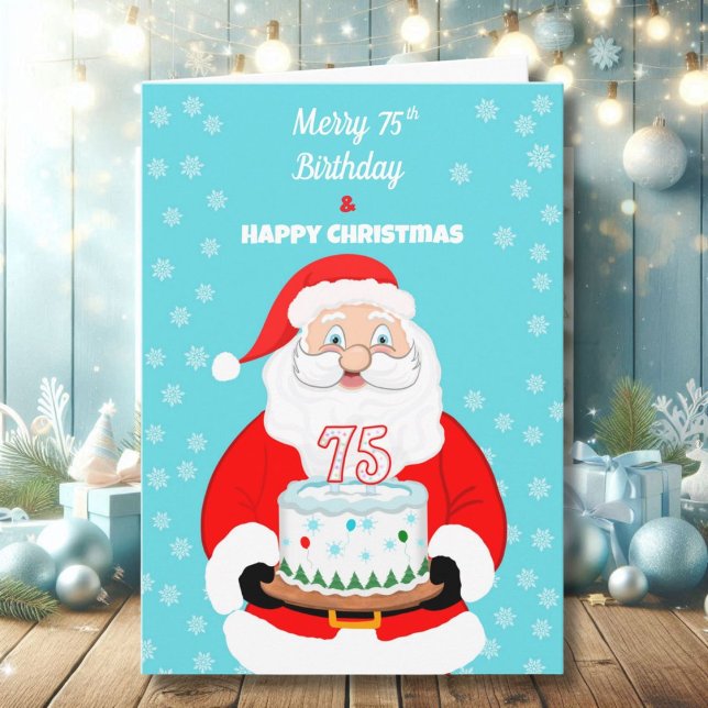 Happy Merry 75th Birthday Christmas Santa  Card (Creator Uploaded)