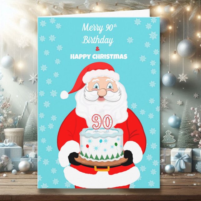 Happy Merry 90th Birthday Christmas Santa  Card (Creator Uploaded)