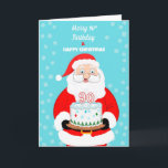 Happy Merry 90th Birthday Christmas Santa  Card<br><div class="desc">Celebrate a 90th Christmas birthday with festive cheer! This joyful card features Santa Claus holding a decorated birthday cake topped with a bold “90.” Blending the wonder of Christmas with the excitement of a milestone birthday,  it’s the perfect way to share holiday sparkle and birthday happiness all in one.</div>