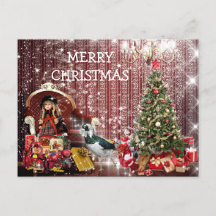 Happy Merry Christmas Chic Fantasy Postcart Holiday Postcard