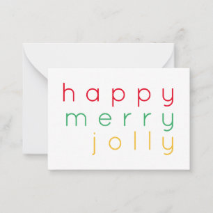 HAPPY MERRY JOLLY 3.5x2.5 Flat Christmas Note Card