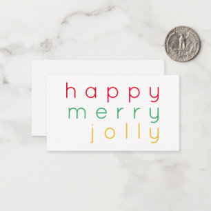 HAPPY MERRY JOLLY 3.5x2 Flat Note Card