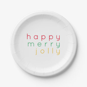 HAPPY MERRY JOLLY 7" Round Paper Plates