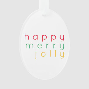 HAPPY MERRY JOLLY Acrylic Oval Ornament