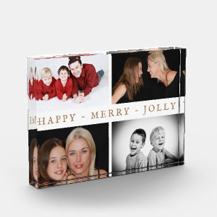 Happy Merry Jolly Family 4 Photo Collage Block
