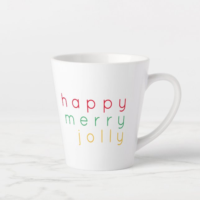 HAPPY MERRY JOLLY Latte Mug (Right)