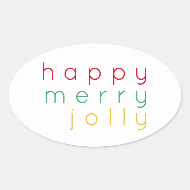 HAPPY MERRY JOLLY Oval Stickers (Front)