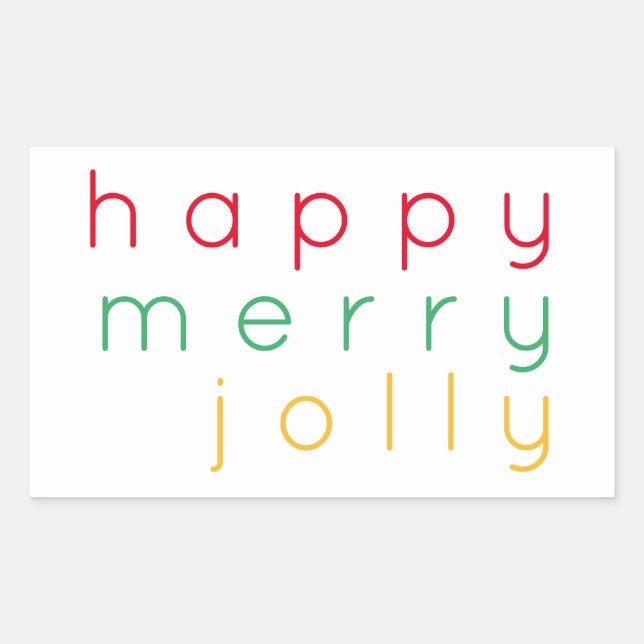 HAPPY MERRY JOLLY Rectangle Stickers (Front)