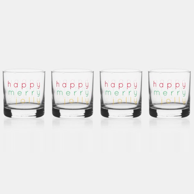 HAPPY MERRY JOLLY Rocks Glasses (4) (Front)