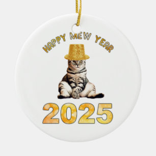 Happy Mew Year 2025 Ceramic Ornament