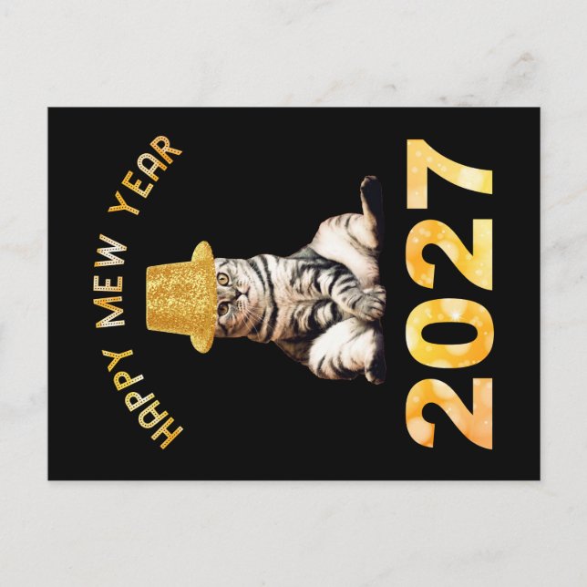 Happy Mew Year 2027 Postcard (Front)