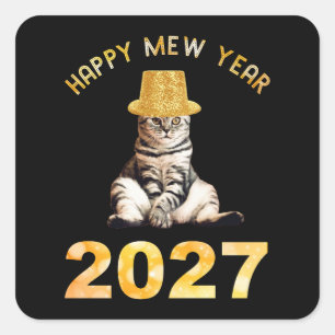Happy Mew Year 2027 Square Sticker