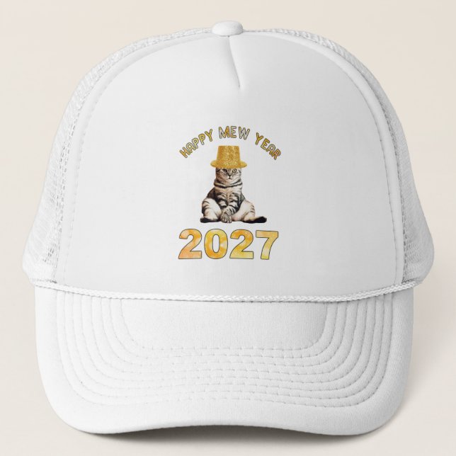 Happy Mew Year 2027 Trucker Hat (Front)