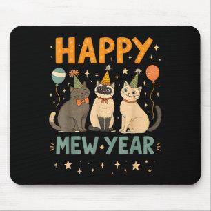 Happy Mew Year Cat Party  Mouse Pad