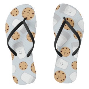 Happy Milk and Cookies Pale Blue Flip Flops
