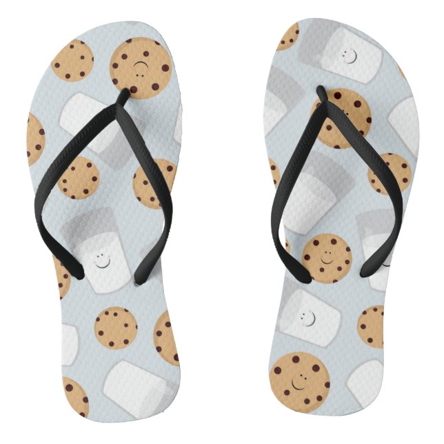 Happy Milk and Cookies Pale Blue Flip Flops (Footbed)