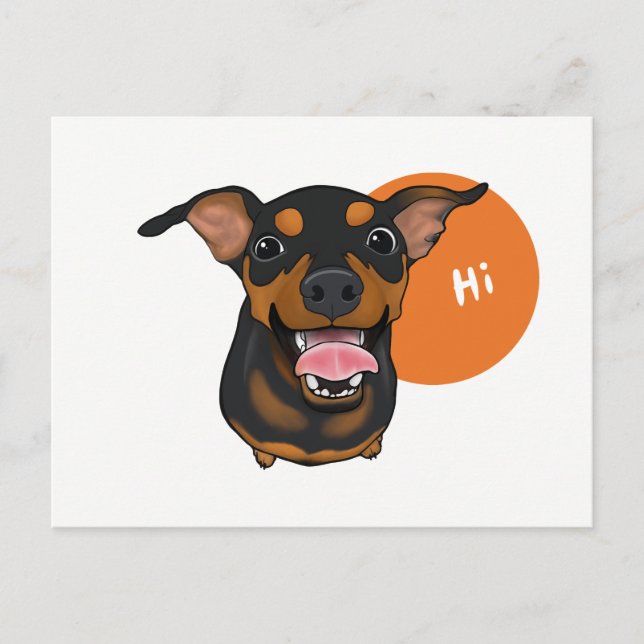 Happy Min Pin Miniature Pinscher Postcard (Front)
