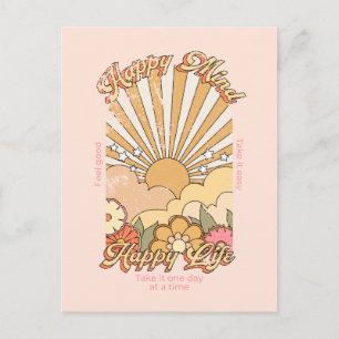 Happy Mind Happy Life Hippy Groovy Vibes Postcard