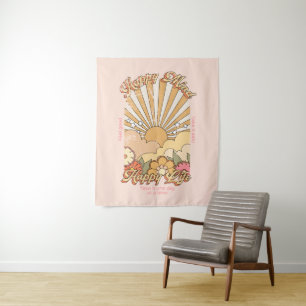 Happy Mind Happy Life Hippy Groovy Vibes Tapestry