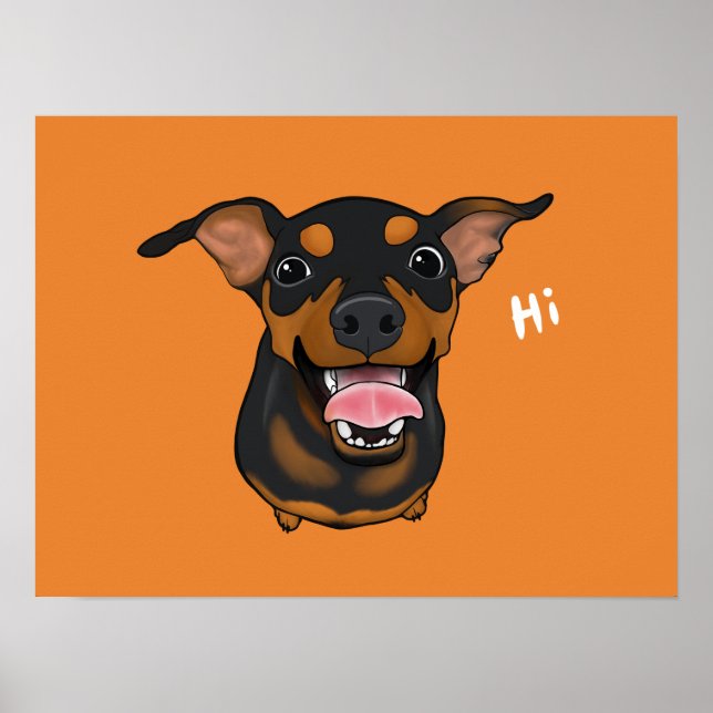 Happy Miniature Pinscher Min Portrait Poster (Devant)