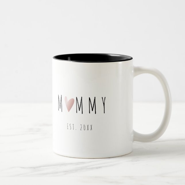 Happy Minimalist Mommy Pregnancy Gift Two-Tone Coffee Mug (Right)