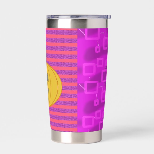 Happy Modern Big Orange Pumpkin Halloween Insulated Tumbler (Left)