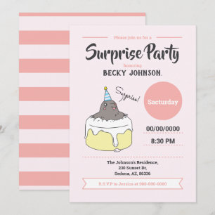Happy Mole Surprise Birthday Party, Peach Pink Invitation