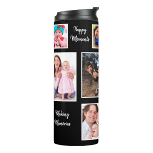 Happy Moments Dark Background Photo Collage Thermal Tumbler