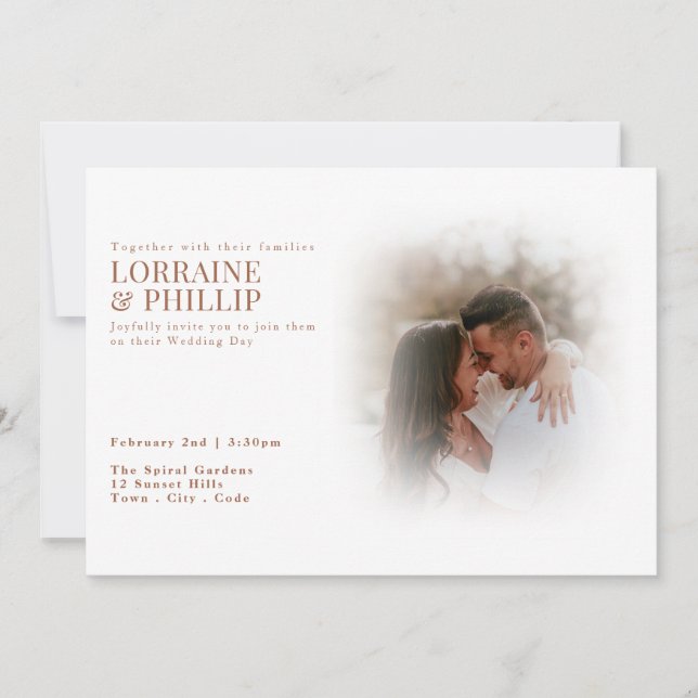 Happy moments photo gradient wedding invitation (Front)